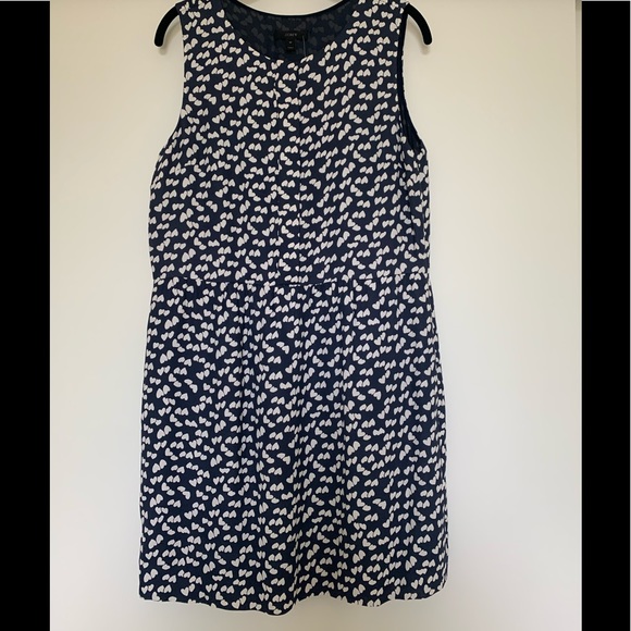 J Crew Navy Blue Dress with White Hearts - Picture 3 of 13